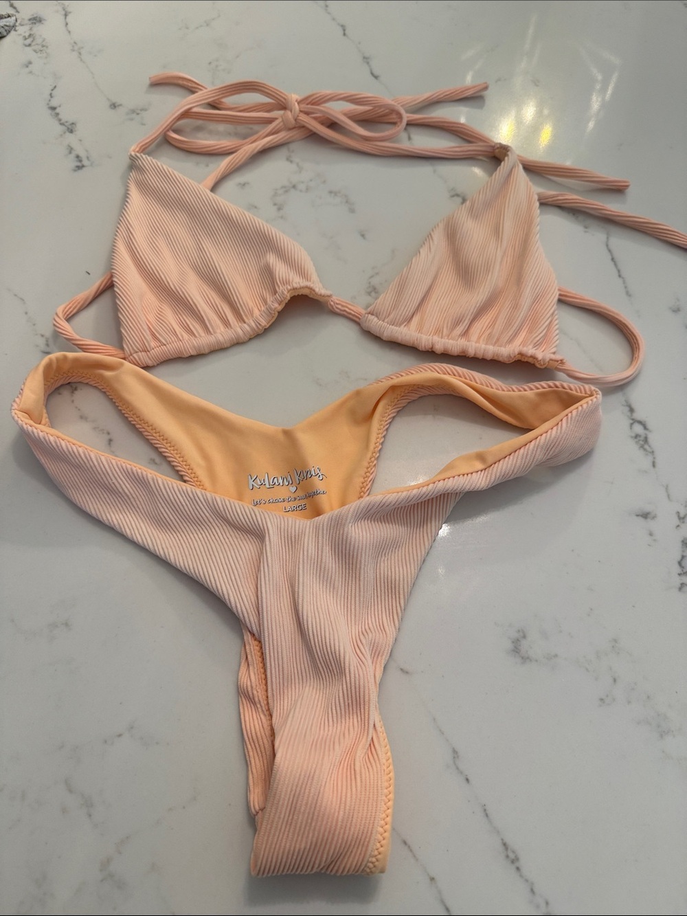 Kulani Kinis light orange Ribbed Triangle Bikini size large